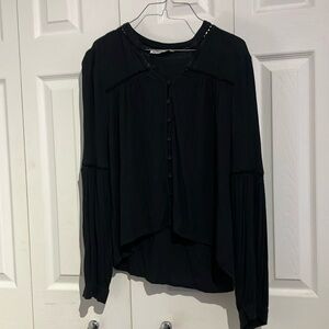 Black Button-Up Women's Top